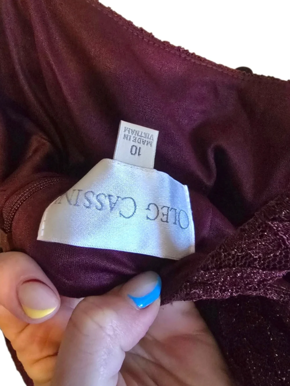 Oleg Cassini Plum Glitter Lace Gown & Bolero Jacket Set – Size 10